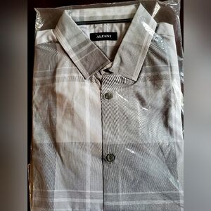 Alfani Men's Gray And White Checkered Shirt